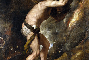 “Sisyphus”, Titian, 1548-1549, vaj në pëlhurë, 236 me 216 centimetra