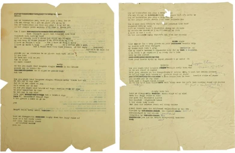 Draftet e një teksti të artistit Bob Dylan shiten për gjysmë milioni dollarë në ankand