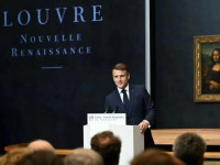 Presidenti i Francës, Emmanuel Macron, të martën prezantoi planin për Muzeun e Louvreit dhe “Mona Lisën” e famshme (Foto: Reuters)