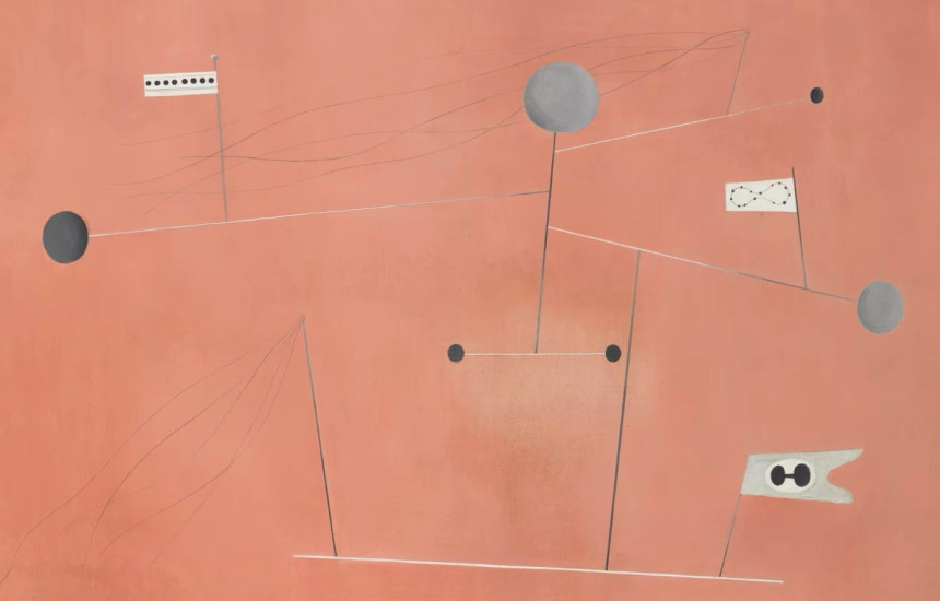 “Konstruksion. Vija të hirta në hapësirë rozë”, Paule Vézelay, 1938