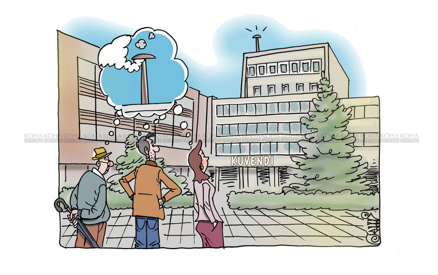 Karikatura e ditës - tymi i bardhë në Kuvend
