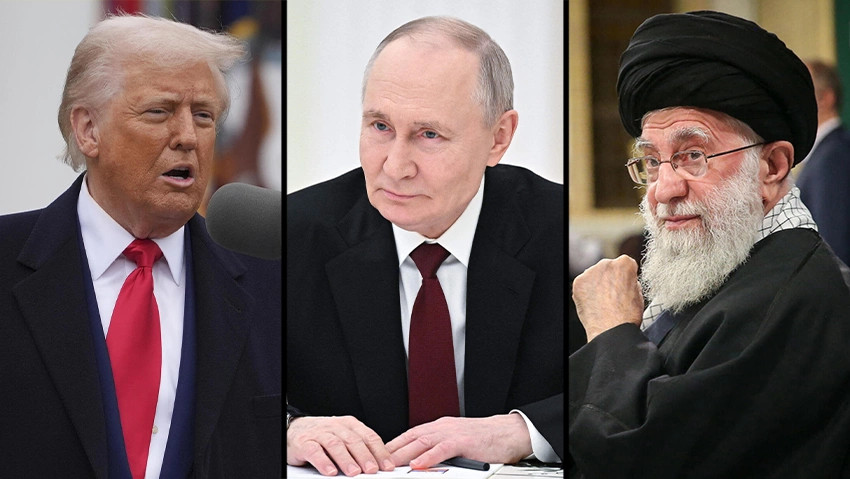 Donald Trump, Vladimir Putin, Ayatollah Ali Kahemeni