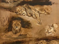 “Study of Reclined Lions” nga Eugene Delacroix pas vdekjes së tij më 1863, kishte mbetur në duart e koleksionuesve privatë