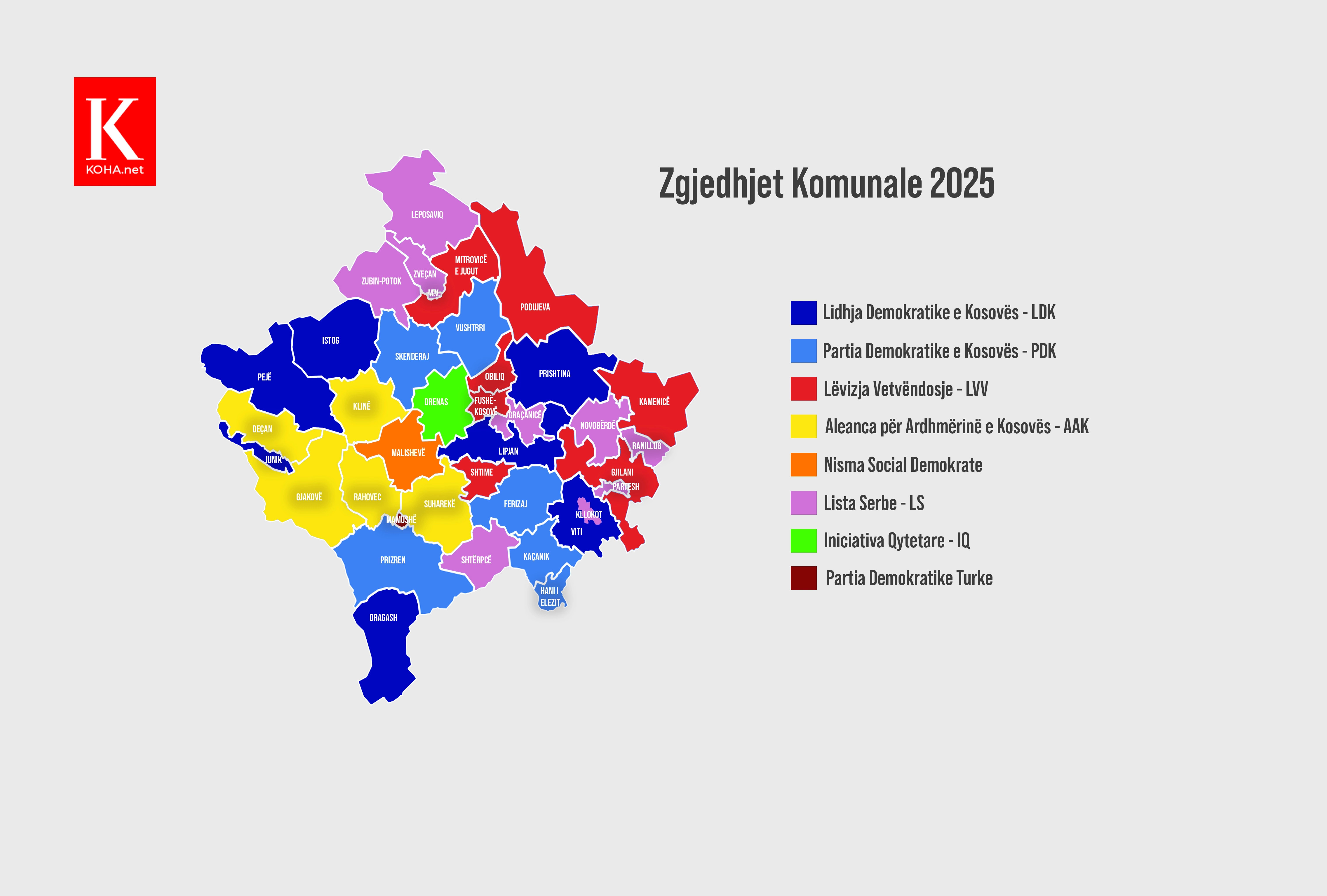 Hartë e re e partive nëpër komuna