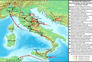 Harta e luftërave gotike (faza e parë)