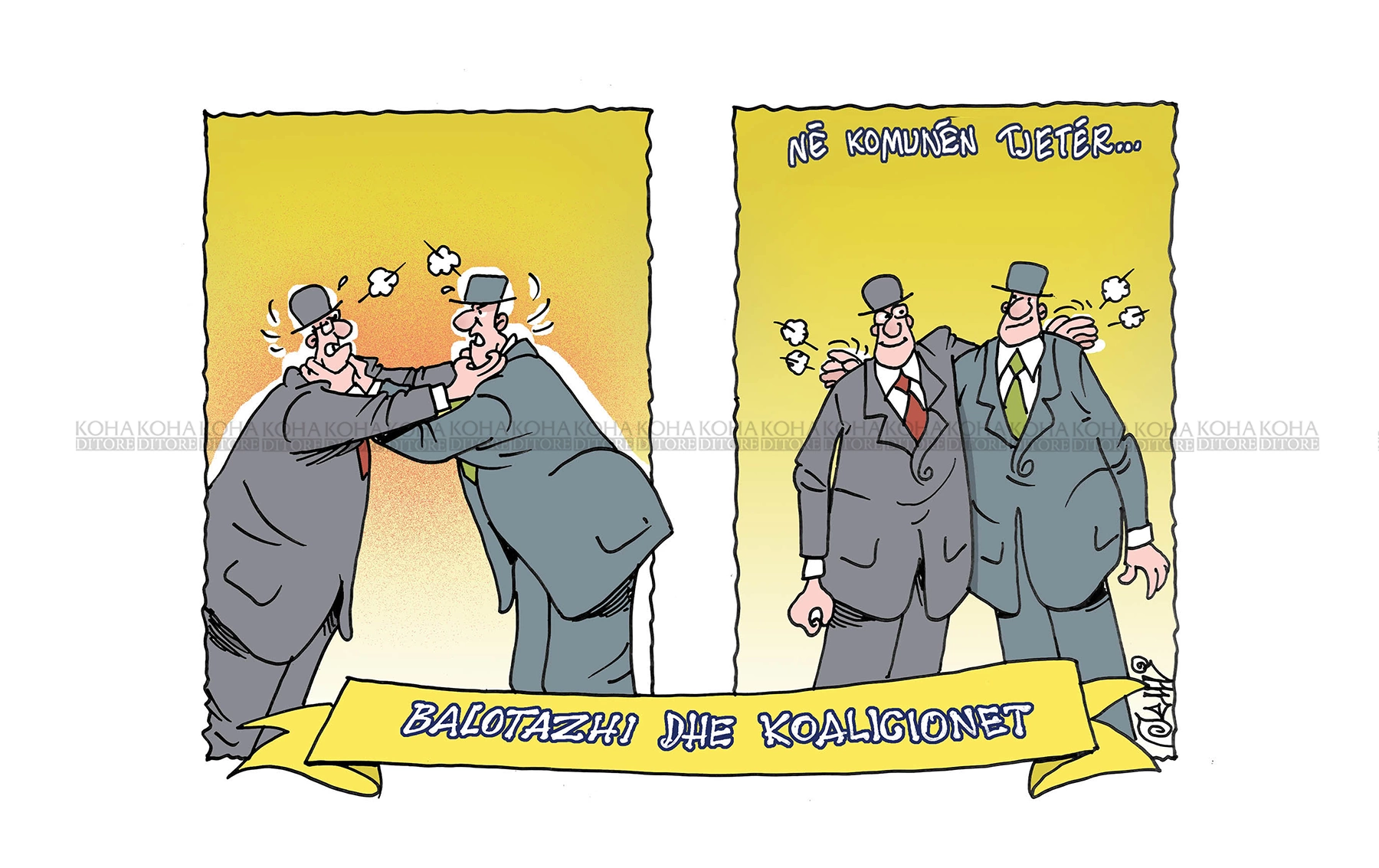 Karikatura e ditës - Koalicionet dhe balotazhi