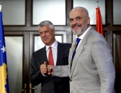 29 korrik 2020 – Pamje nga takimi Thaçi – Rama menjëherë pas shpalljes së aktakuzës nga Zyra e Prokurorit të Specializuar në Hagë ndaj Hashim Thaqit