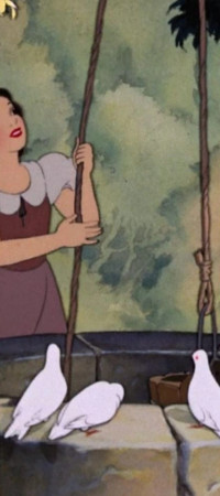 Skenë nga filmi i parë i animuar me metrash të gjatë “Borëbardha dhe shtatë xhuxhët” nga Walt Disney