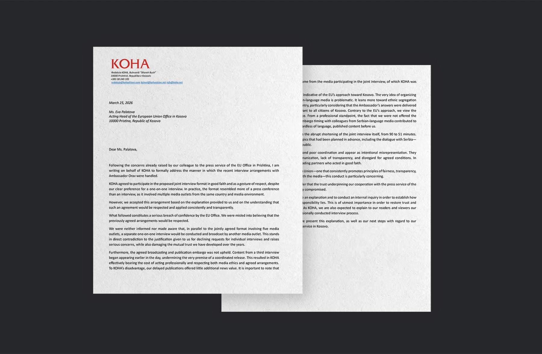 KOHA sqaron formatin e intervistës me ambasadorin Orav