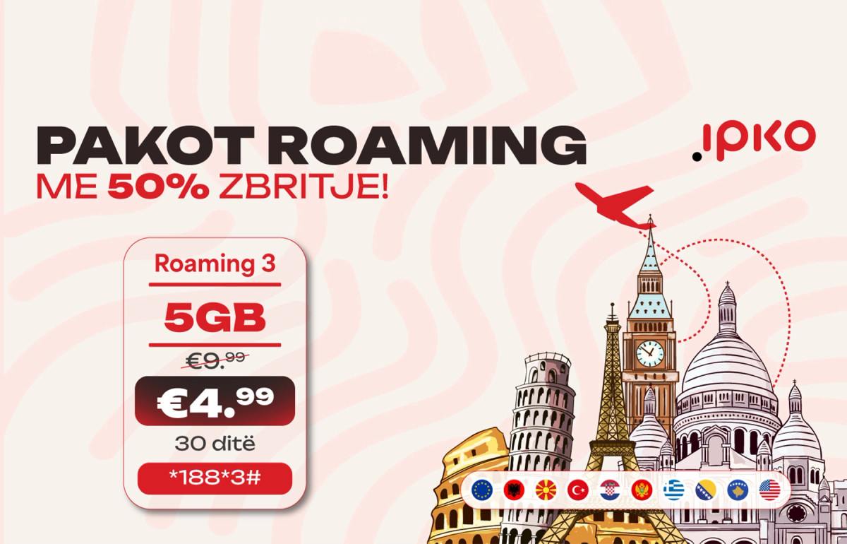 IPKO zbret çmimet e pakove Roaming për 50    internet gjithkah  më thjeshtë dhe më lirë se kurrë 