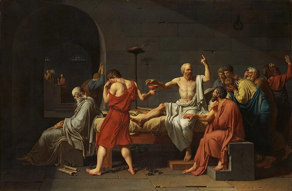 "Vdekja e Sokratit", Jacques-Louis David, vaj në pëlhurë, 1787