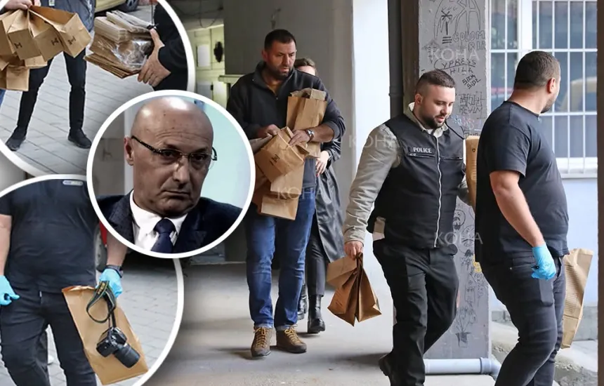 Pamje nga bastisja e Policisë dhe Prokurorisë në banesën e Fatmir Shehollit ditën e arrestimit (9 tetor 2025) (Foto: Driton Paçarada)