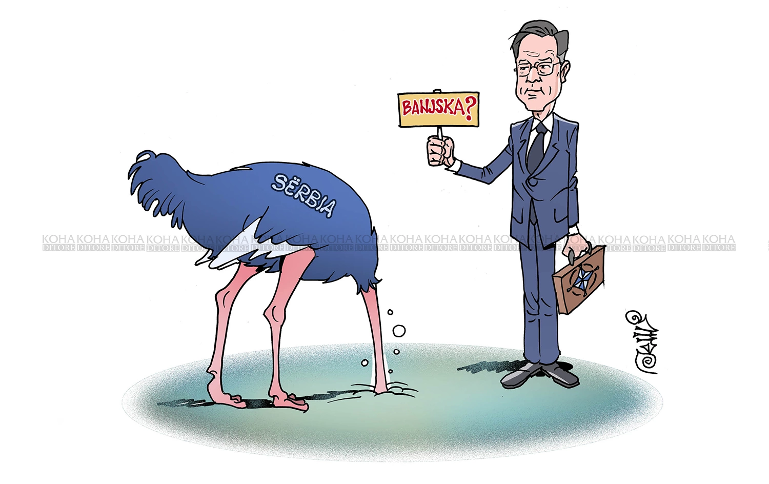 Karikatura e ditës - NATO, Serbia dhe llogaria për Banjskën