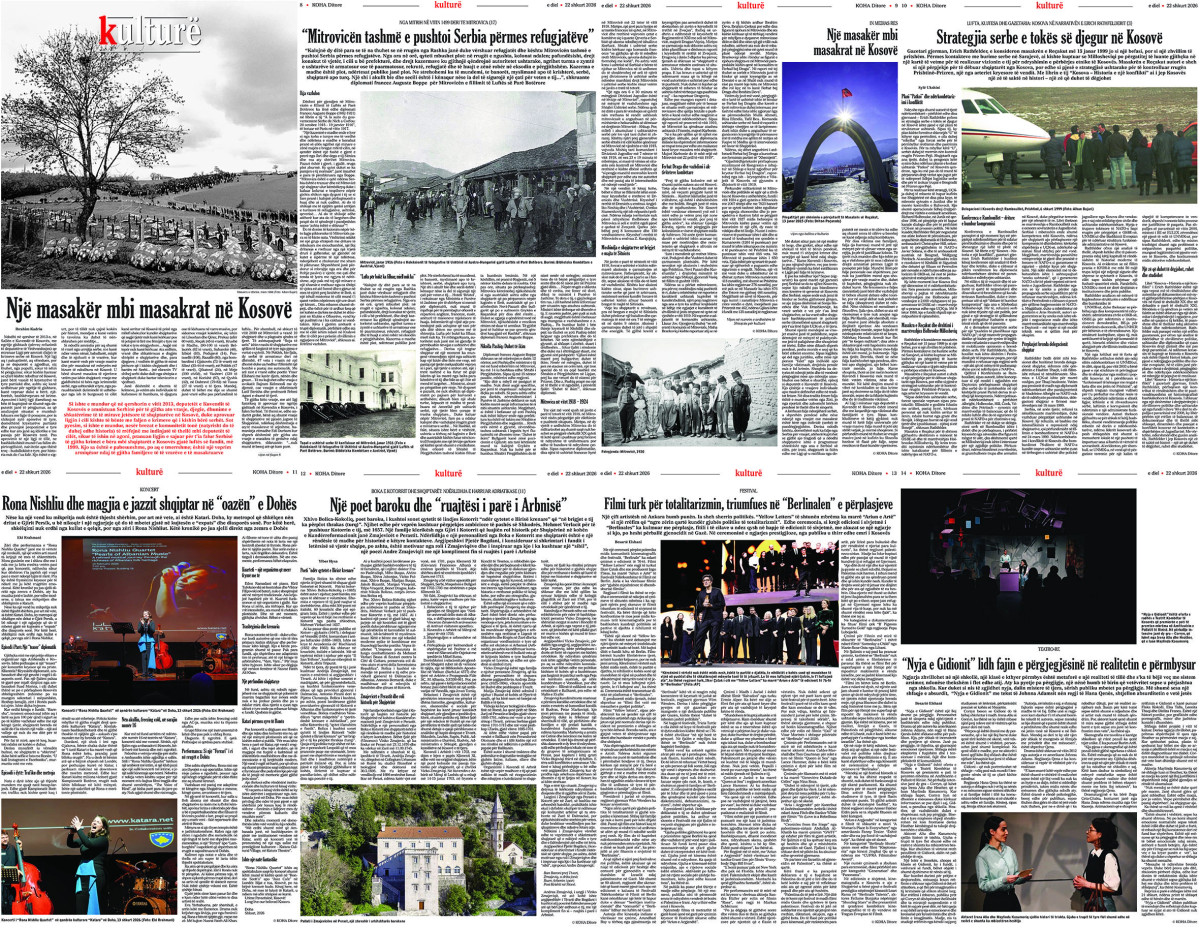 Tekstet e  Shtojcës për kulturë  të  KOHËS Ditore   22 shkurt 2026