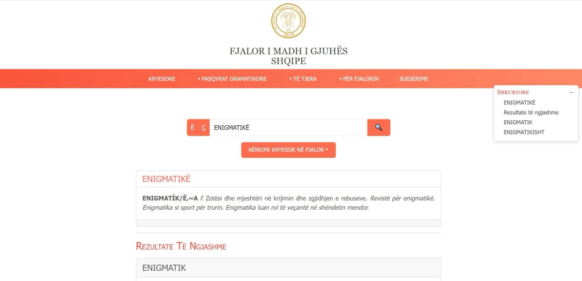 Gabime logjike dhe fjalë enigmatike në Fjalorin e madh të gjuhës shqipe