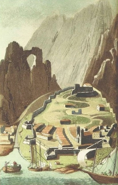 “Cattaro sous Monténégro”, ilustrim, 1820 (Burimi: Biblioteka Britanike)