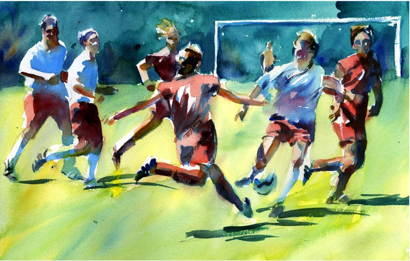 “Futbollistët”, Gordon France, akuarel
