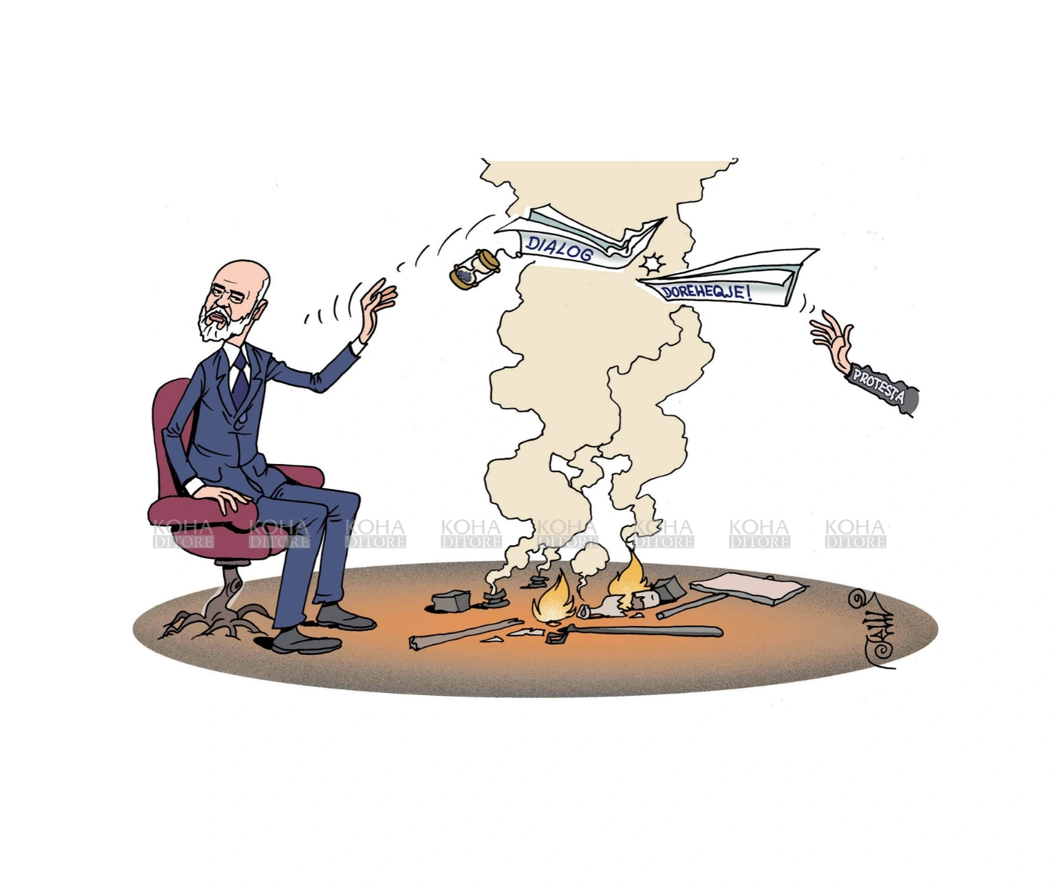 Karikatura e Ditës - Rama dhe protesta