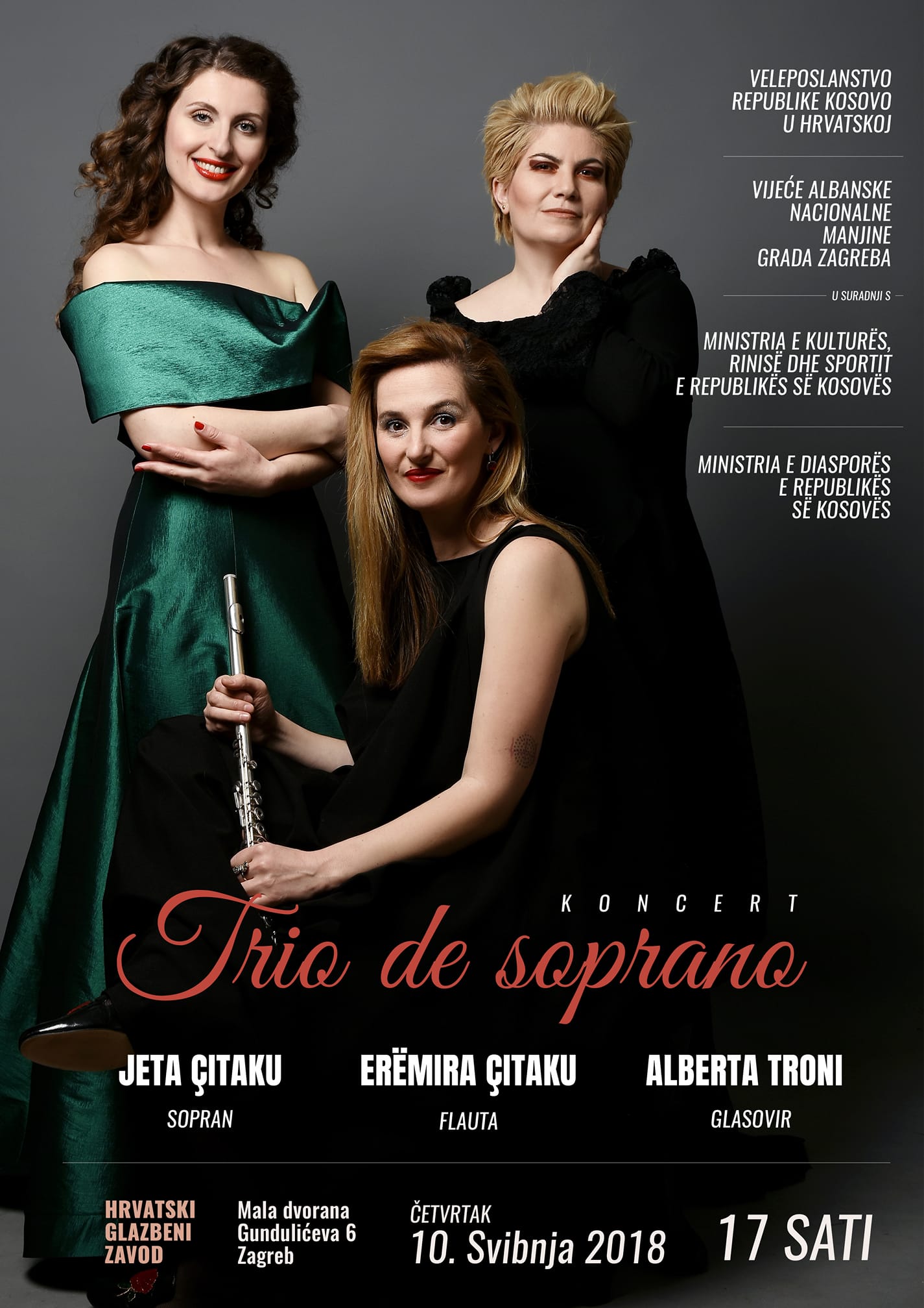 “Trio de Soprano’ nga Prishtina më 10 maj mban koncert në Zagreb